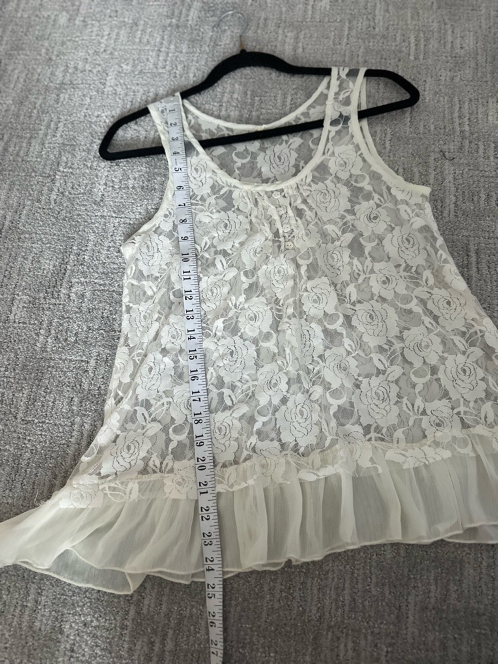 ⚡️Lapis White Lace Sheer Camisole Tank | Small | Floral pattern | BOHO - Picture 14 of 15